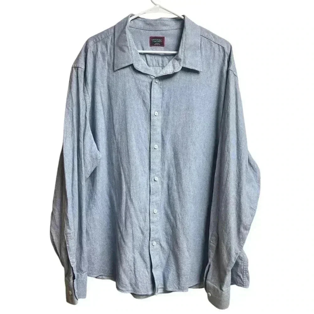 UNTUCKit Priam Men's Shirt Size XXXL Blue Long Sleeve Textured Button Down